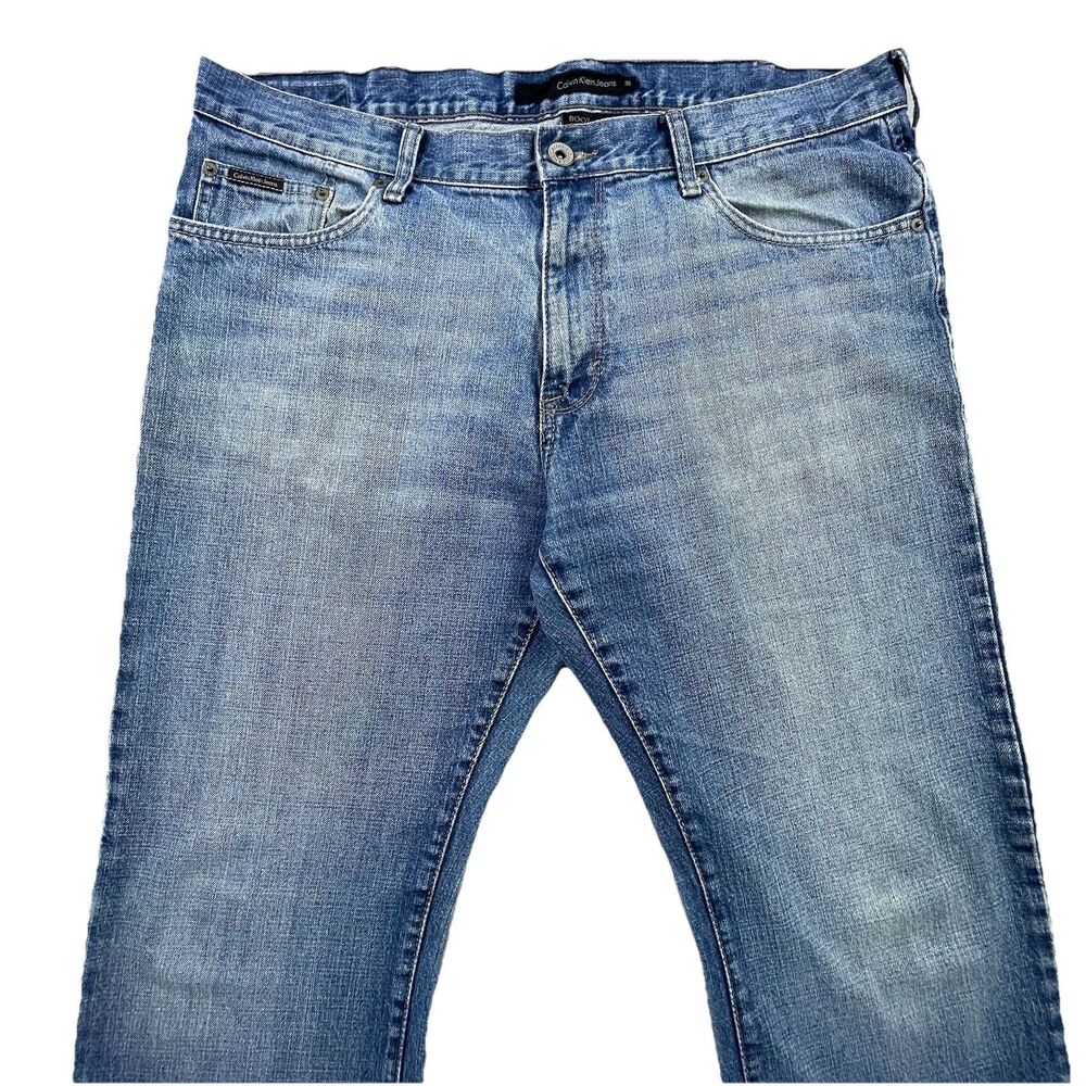 Calvin Klein Bootcut Jeans Mens 36x31 Blue Denim Light Wash Relaxed Y2K